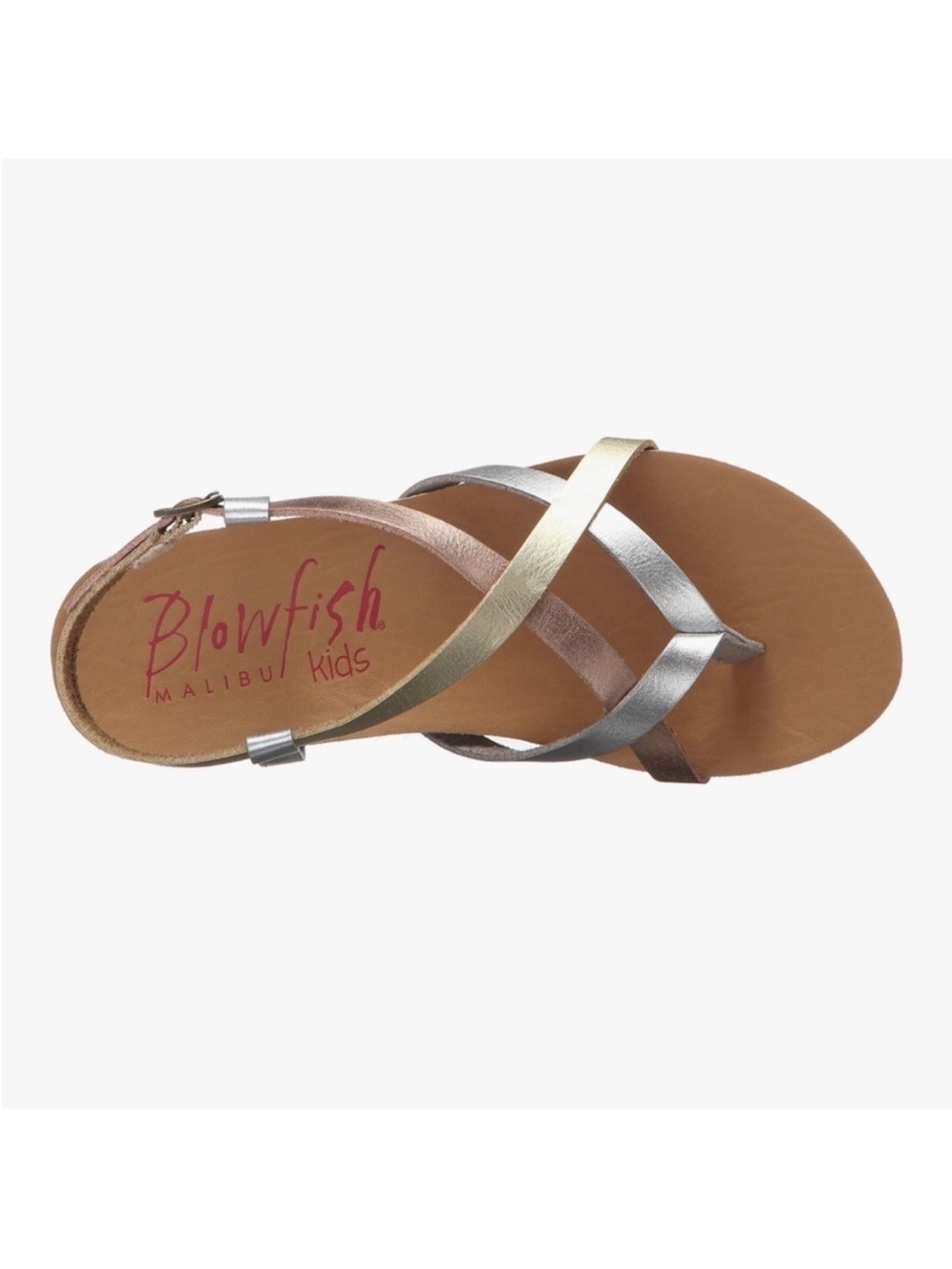 NEW Blowfish Granola-k Strappy Sandals Sz 1 Silver Gold Rose Gold